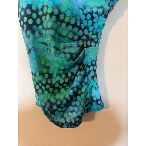 Maxine Women's Sized 12 One Piece Swimsuit Dress Blue Abstract Dot Psychedelic - Picture 5 of 8